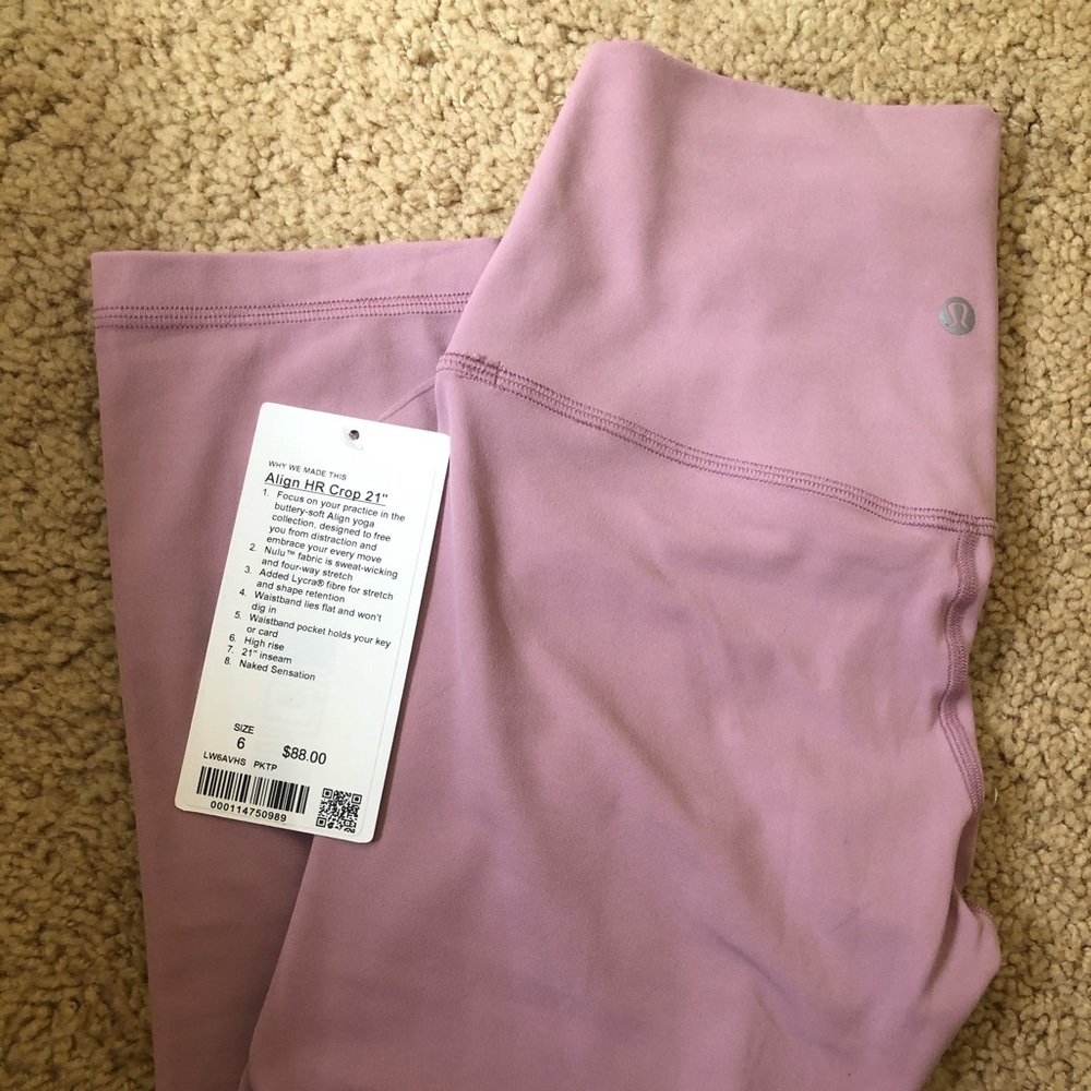 Align HR Crop 21’ Pink Taupe Size 6 New with Tags